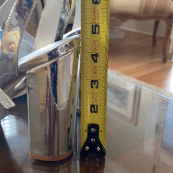 Mirrored silver sandals with chunky heel - Picture 7 of 8